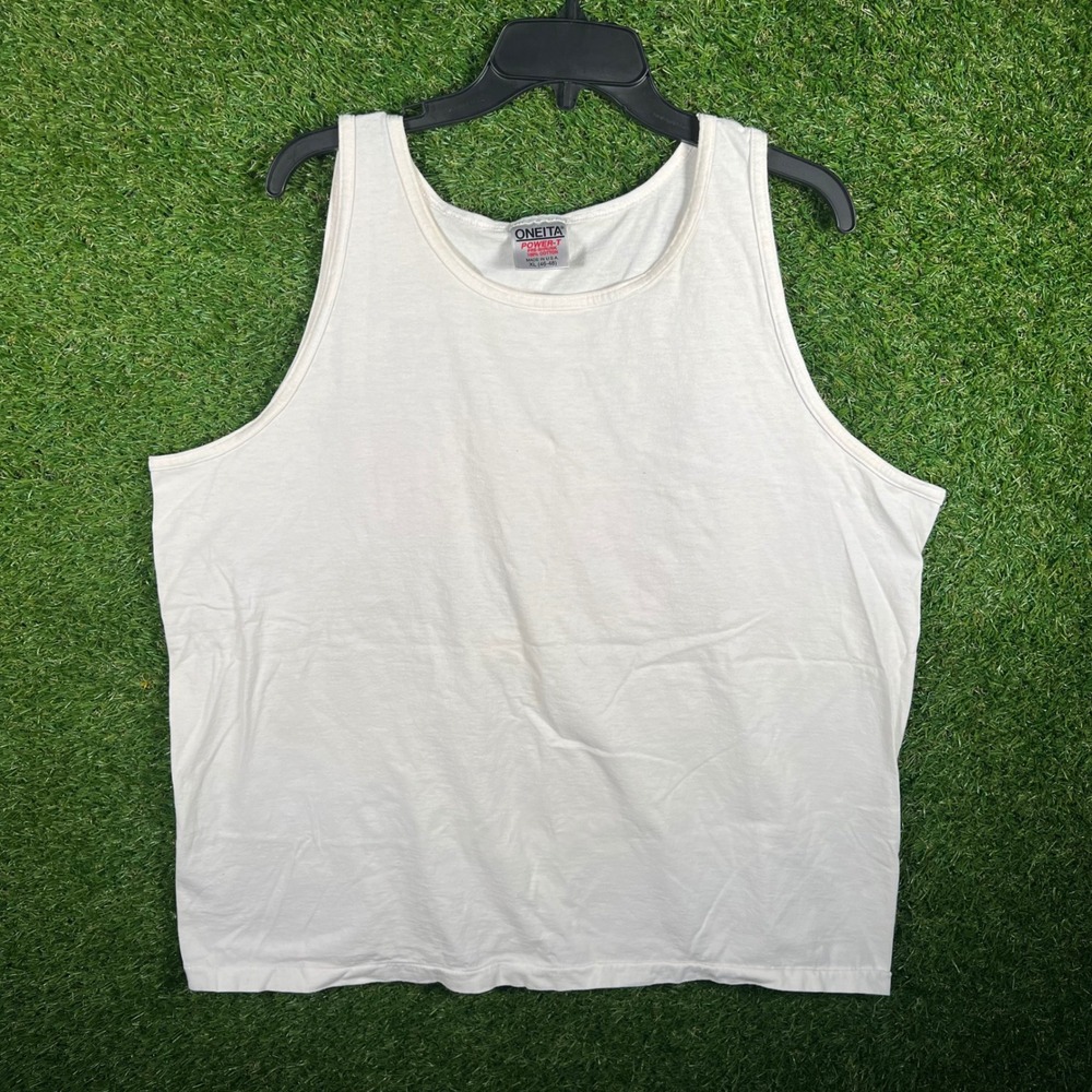 Vintage Oneita Power-T Bungee Jumping Tank Top XL White Made in USA‎ 90s